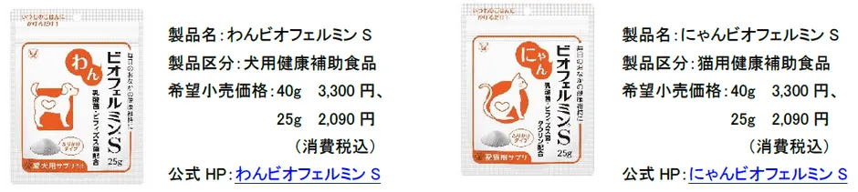 わんビオフェルミンS・にゃんビオフェルミンS